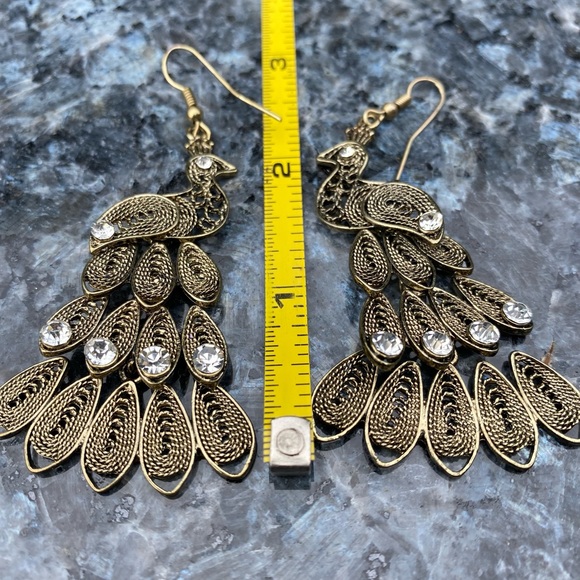 Gold plated Peacock Earrings - Picture 2 of 2